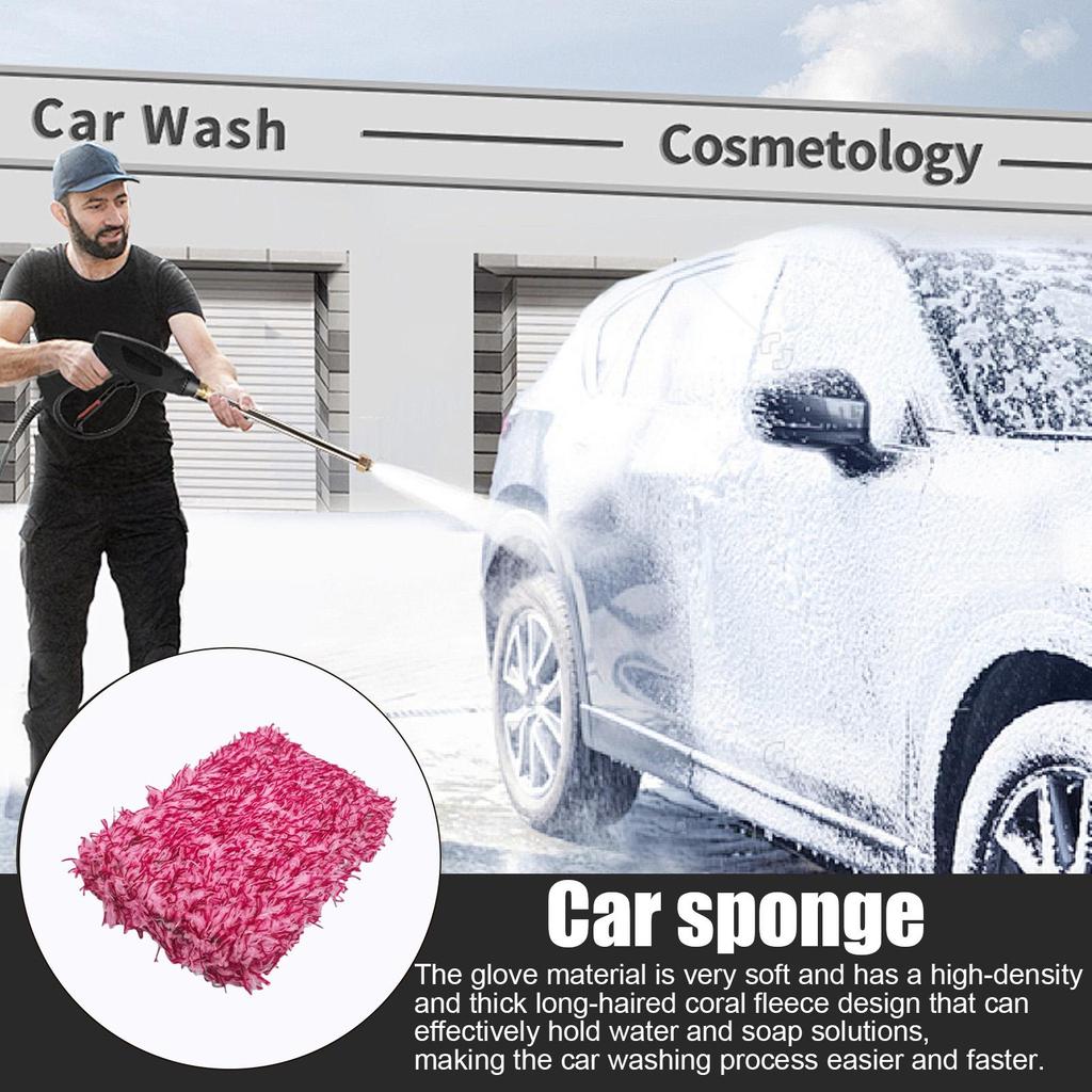 Car Sponge Long-Haired Coral Fleece Car Cleaning Block Microfiber Car Washing Sponge Block Multipurpose Cleaning Pads