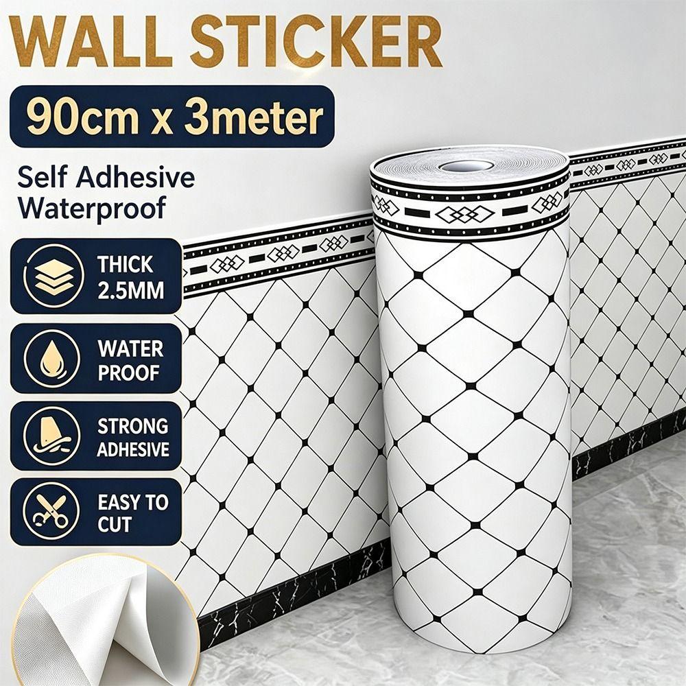 Self Adhesive Imitation Ceramic Tile Stickers Waterproof Wall Panel Sticker Home Wall Renovation