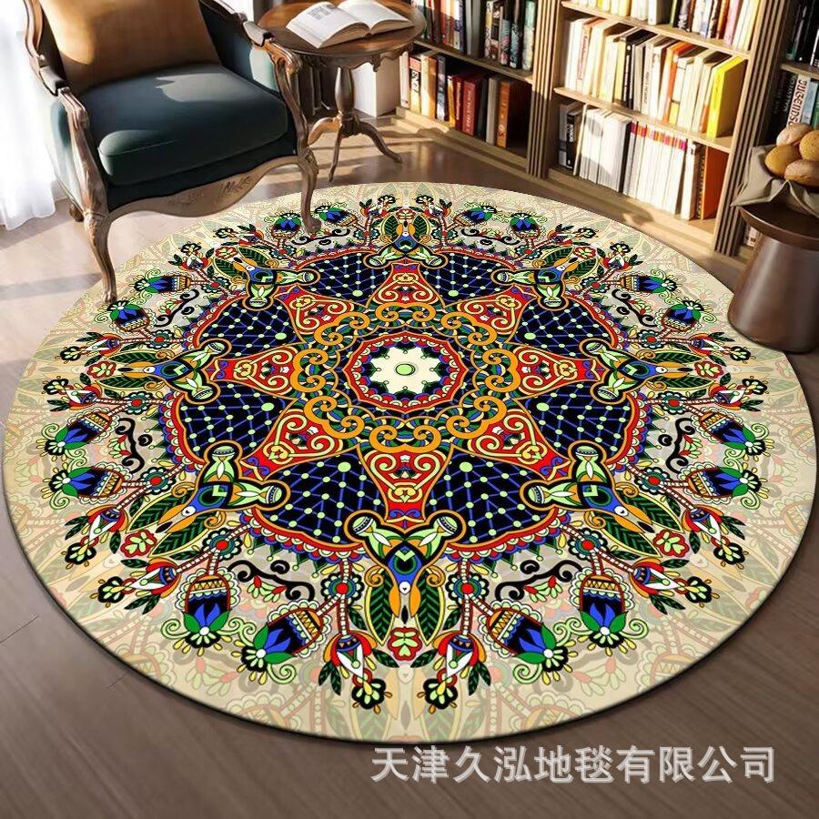 Circular Carpet Bedroom Living Room Carpet Coffee Table Carpet Home Sofa Circular Mat Ethnic Style Carpet