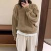 Autumn and Winter Women's Solid Color Pullover Sweater Loose Round Neck Knitted Sweater Base Top