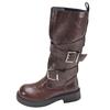 Queen Fan Brown British Thick Heel Boots Children's Boots 2025 New Autumn Height Increasing Knight Boots