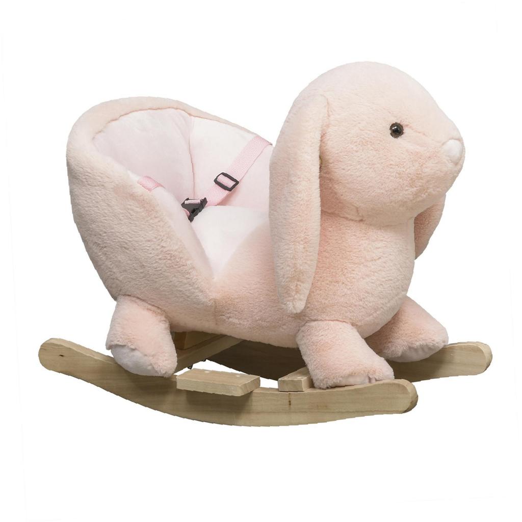 Pink -Themed Wooden Rocking Chair for Babies & Toddlers, with Seat Belt,
