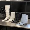 Fashion Pointed Peep Toe Women Boots Sandals Designer Knee-High Booties Wedges Heels Ladies Shoes Zapatos De Mujer