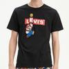 Levis X Super Mario Bavlněné Tričko s Krátkým Rukávem a Potiskem Pánské Topy Černé 22491-0707