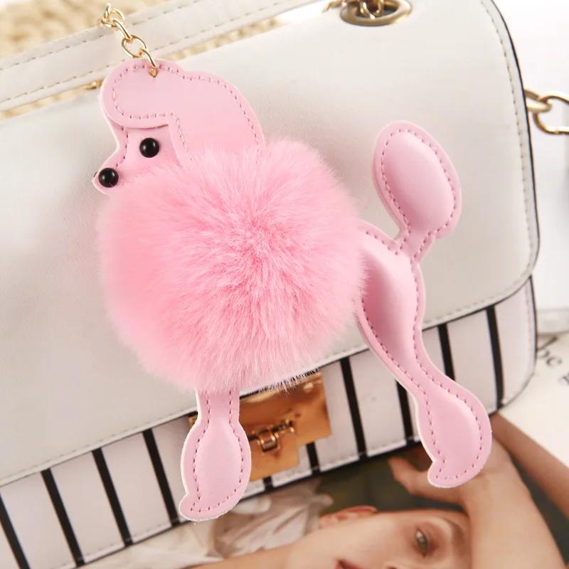 Cartoon Cute Simulation Poodle Fur Ball Toy Keychain Creative Cute Dog Fur Ball Bag Pendant Fashion Birthday Christmas Gift