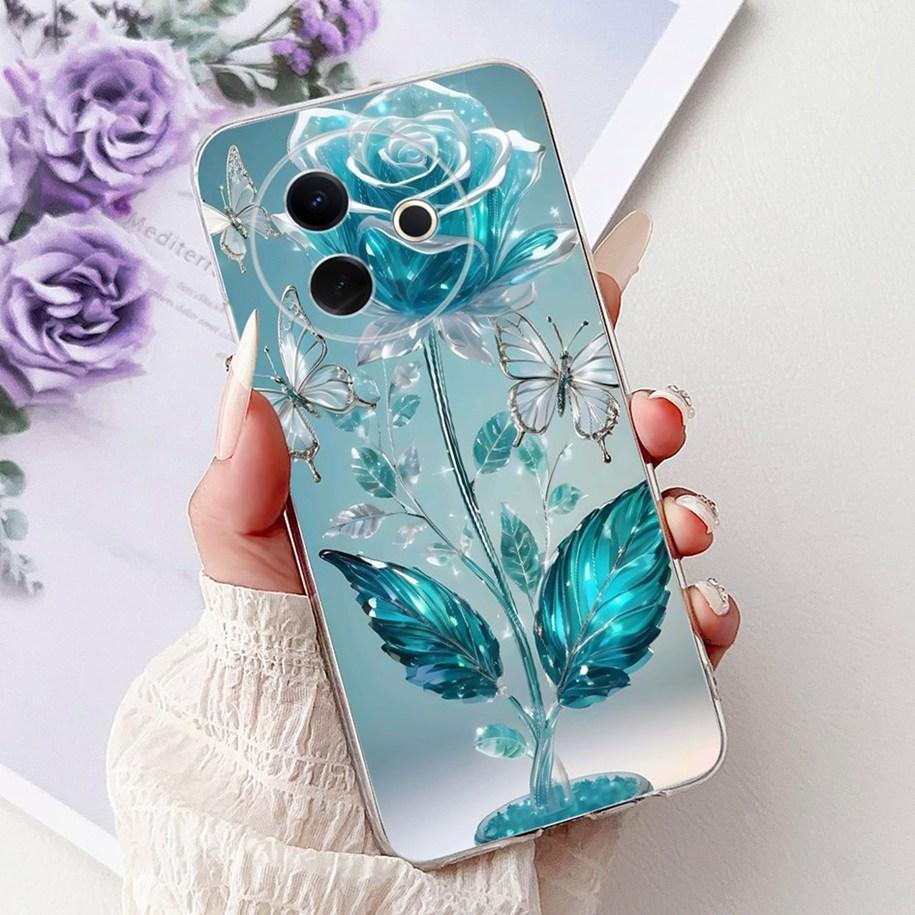 Hülle Für Vivo Y39 Y300i 5G Cover V2436 V2444A Neue Mode Blume Schmetterling Weiches Silikon Klare Hülle Für VivoY39 VivoY300i Funda