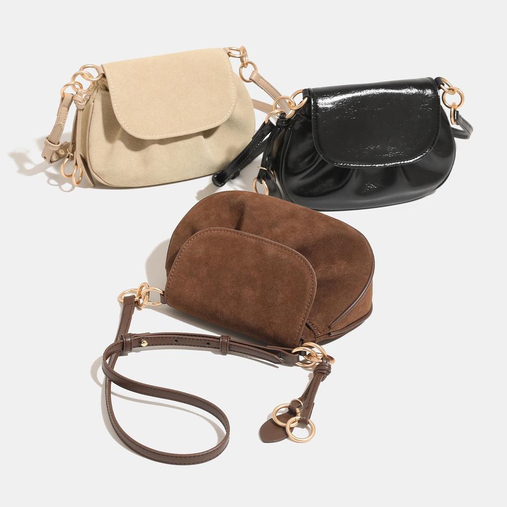 Small Bag, Women's Retro Flip Style Single Shoulder Armpit Bag, High-end Suede Crossbody Pig Bag