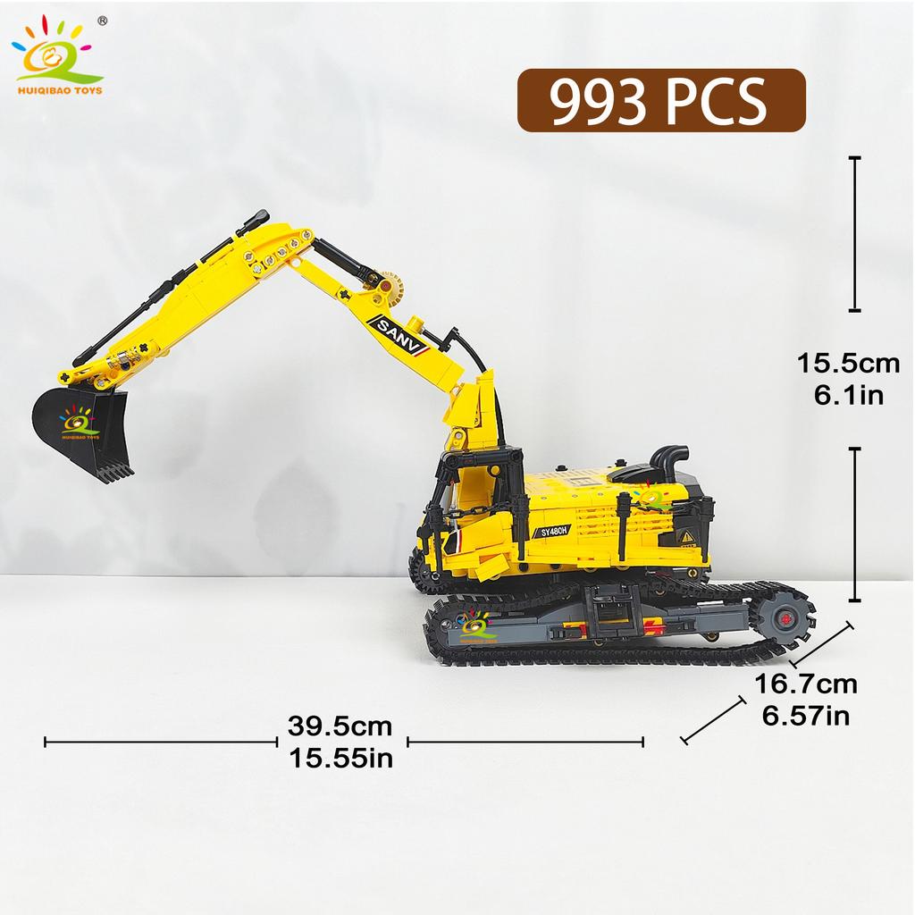 Non-Toxic Moc Engineering Truck Building Blocks Technical Excavator Crane Vehicle Car Bricks City Construction Toys For Children