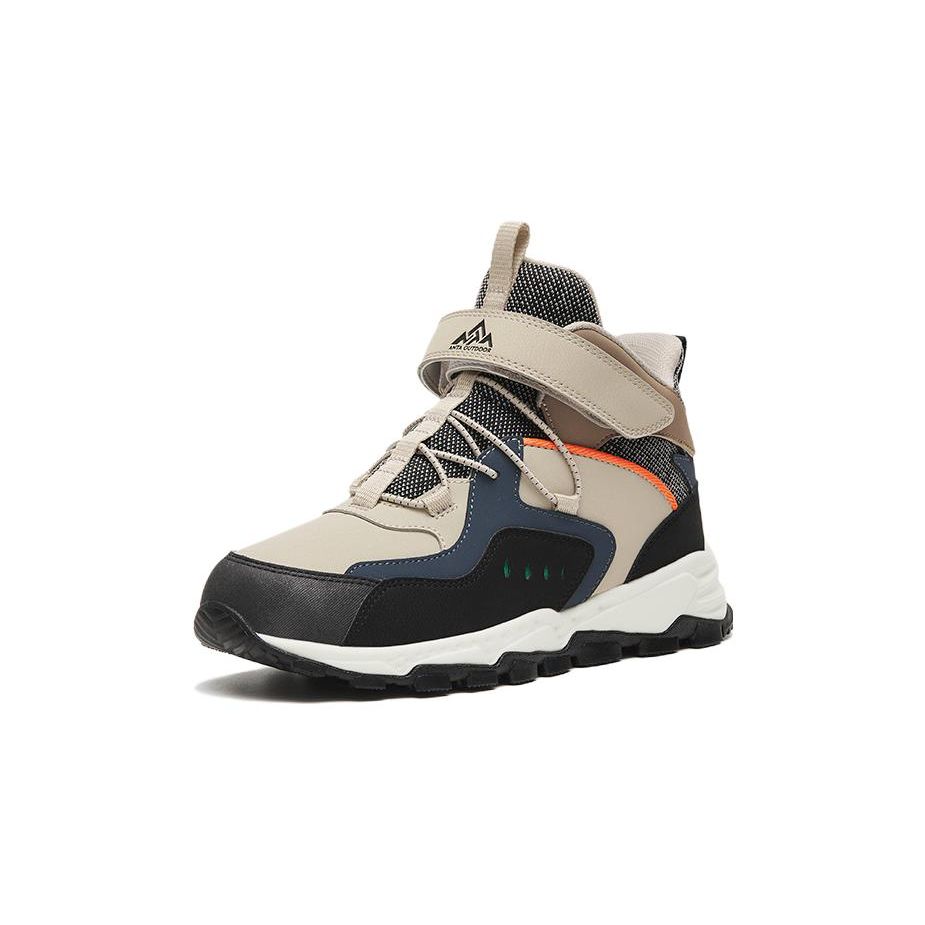 Anta Youth High-Top Velcro Sports Casual Shoes Kids Sneakers Gray Black A312246960-2