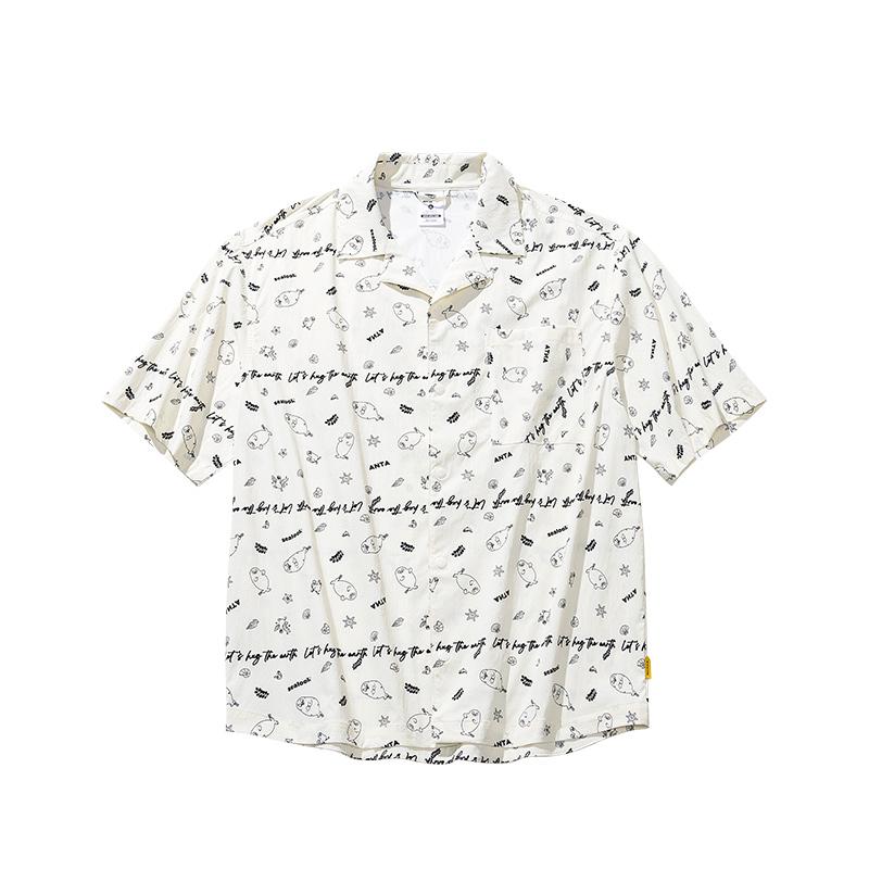 Anta X Seal Look Collaboration Life Series Comfortable Simple Versatile Loose Fit Printed Breathable Casual Short Sleeve Shirt Men Shirts 172528129-1