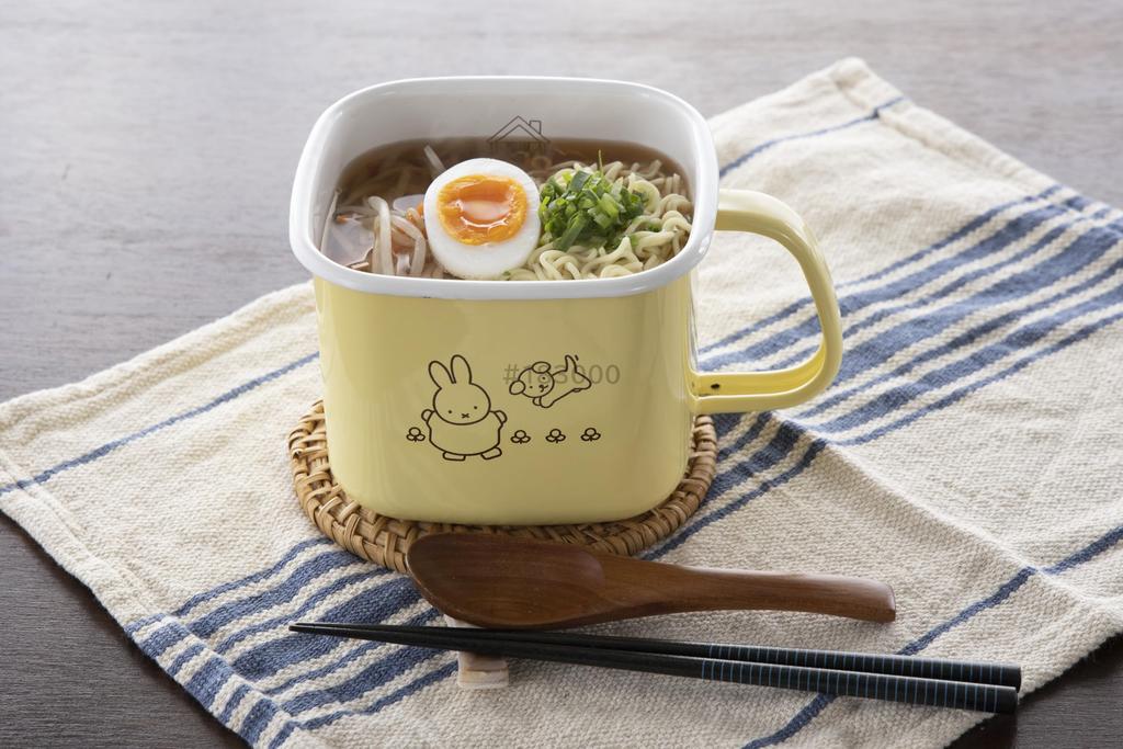 Fuji Enamel Miffy Pastel Miso Storage Container, Square, Fits Miso Pot, Yellow, Chest of Drawers