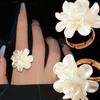 Adjustable Elegant Camellia Flower Ring 3D Floral Design For Women Fashion Jewelry Gift For Her Alloy Acrylic Accessory