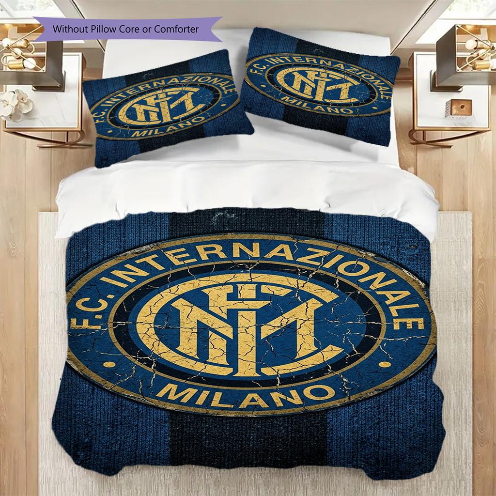 Inter Milan Emblem: Bold Design Three-piece set (1 * duvet cover + 2 * pillowcase, without core) Soft and comfortable Christmas birthday gift
