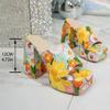Holiday Style Printed High Heel Sandals for Women Fashion Peep Toe Platform Sandals Woman Summer Chunky Heeled Beach Sandalias