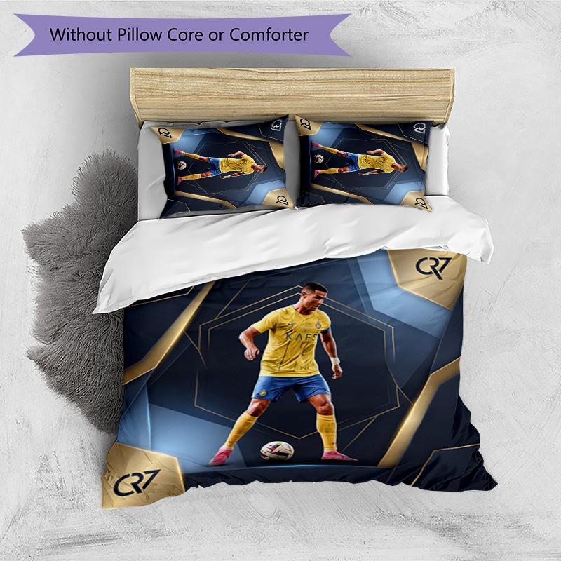 Cristiano Ronaldo Printed Bedding 3 Piece Set Cozy Breathable Bed Cover Set As Housewarming Holiday Gift