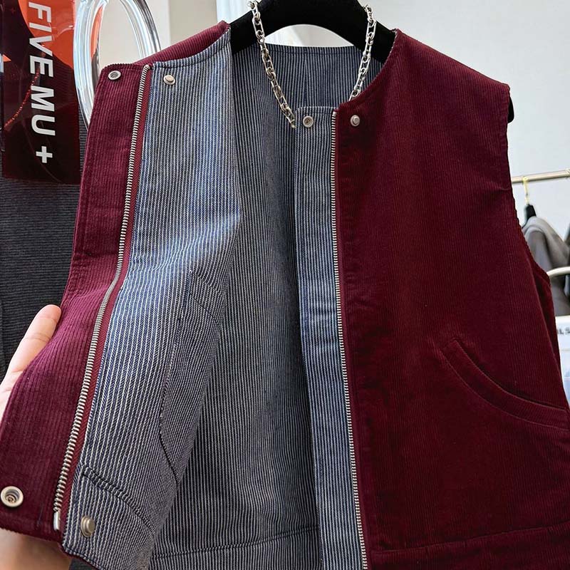 Vest for Women Cotton Autumn Winter Sleeveless Tops Vest Oversize Thickened Vest