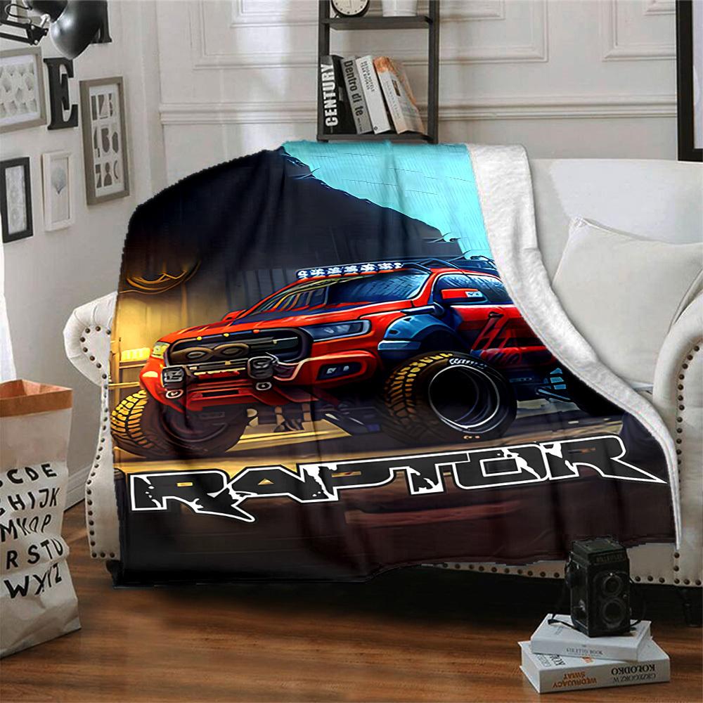 1pc Raptor Truck Blanket Lightweight Flannel Blanket Throw Blanket For Sofa, Bed, Travel, Camping, Livingroom, Office, Couch