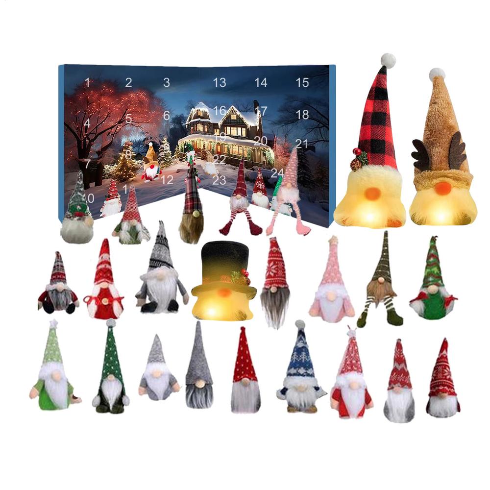 Christmas Advent Calendar 24-day Christmas Countdown Calendar Gnome Dolls Plush Toy 2026 New Year Holidays Kids Party Gifts Box