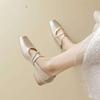 Mary Jane Shoes Women's New Spring and Autumn Versatile Small Heels Soft Sole Not Tired Feet French Temperament Champagne Single Shoes