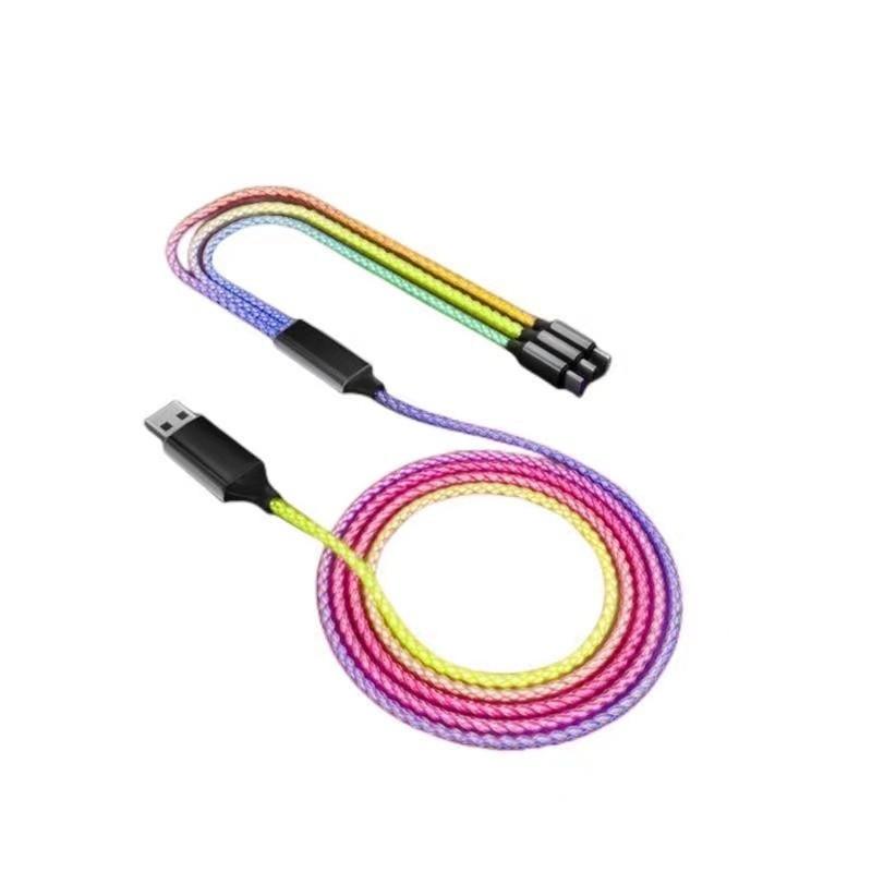 Super Fast Charging Rgb Gradient Data Cable With 66w Power For Apple Huawei Android Devices