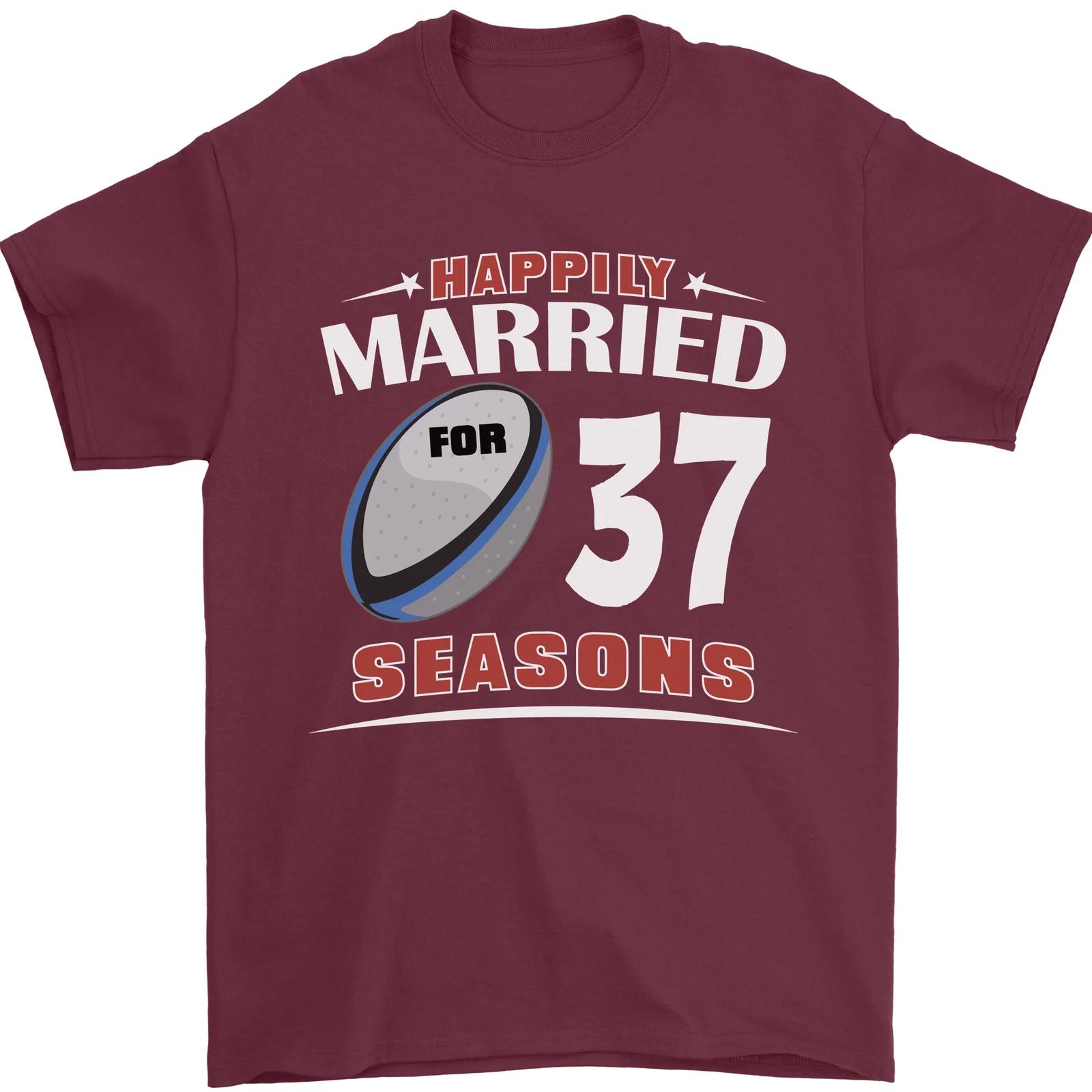 37 Year Wedding Anniversary 37th Rugby Mens T-Shirt 100% Cotton S