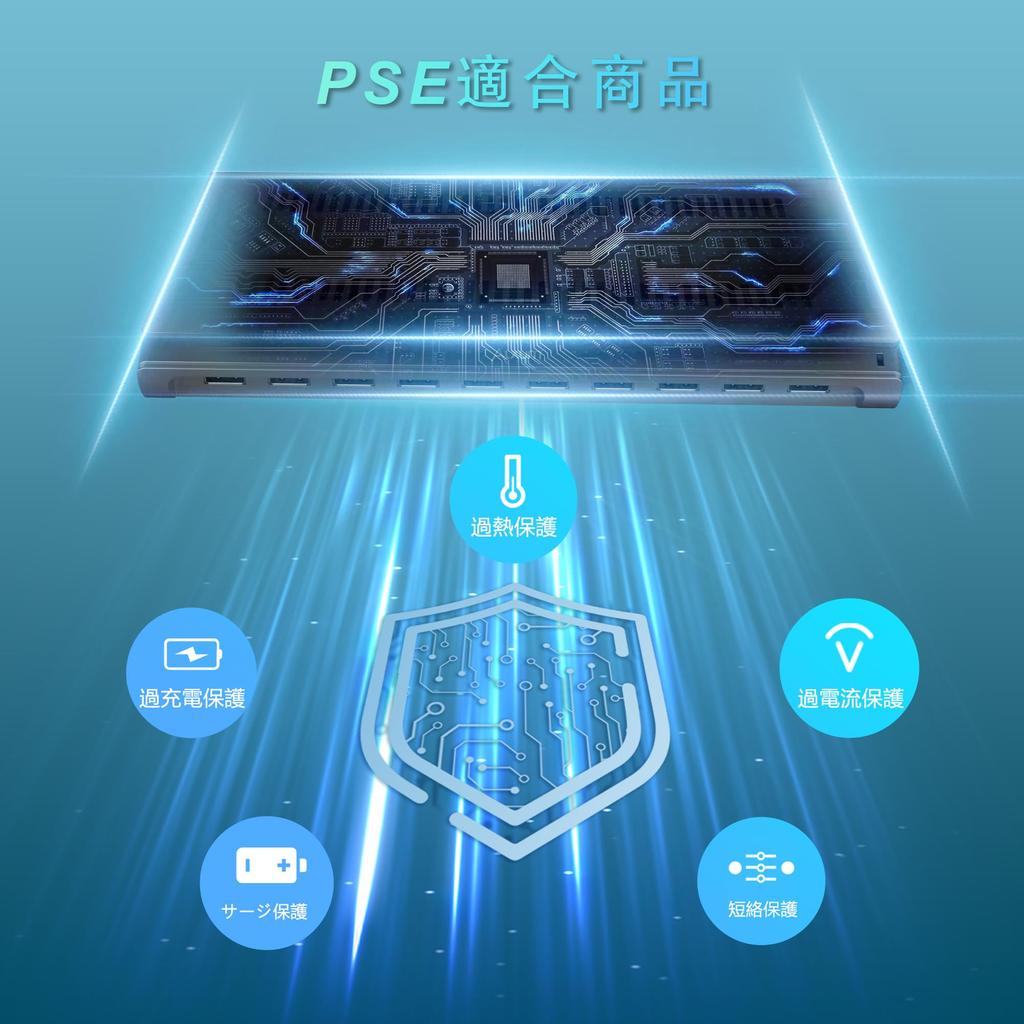 Unitek 2023 Frühling USB-Ladestation, 10 Anschlüsse, Desktop-Ladeständer, Gesamtleistung 60 W, PSE-zertifiziert, 10 Geräte gleichzeitig aufladen,