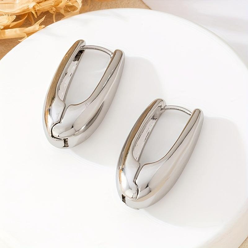 

Подарок на День святого Валентина, Элегантные геометрические серьги-кольца, Штифты из нержавеющей стали, Универсальные эффектные украшения для повседневной носки и вечеринок серебряный