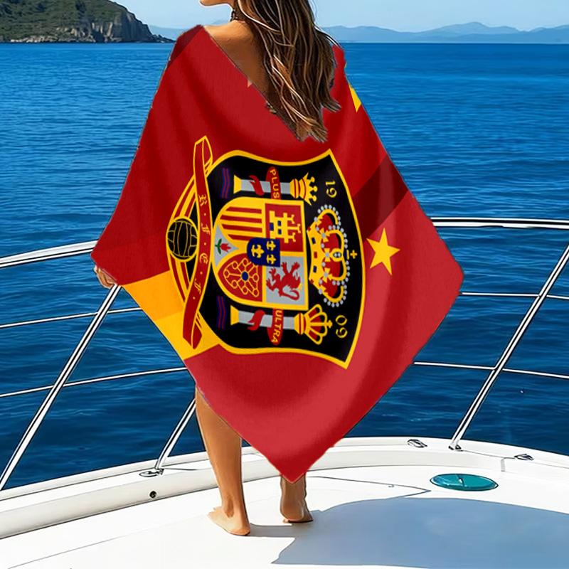 Spain's Royal Emblem Printed Beach Towel, Super Soft Microfiber, Perfect Gift Birthday, for Pool, Beach, Travel, for Family and Friends