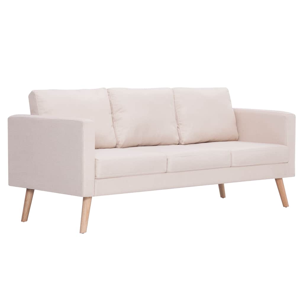 2 Piece Cream White Cream Fabric Sofa Set
