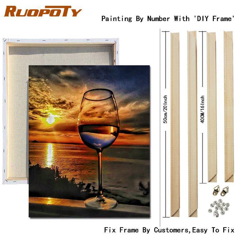 RUOPOTY Paint By Numbers Seaside Landscape Wall Art Unique Gift Hand Painted Acrylic Picture By Numbers Bottle For Living Room