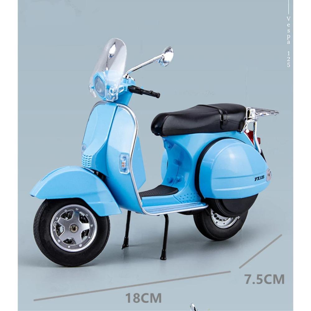 1/10 Vespa 125 Alloy Leisure Motorcycle Model Diecasts Metal Classic Motorcycle Model Simulation Sound and Light Childrens Gifts