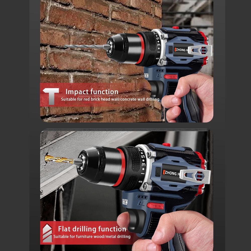 16.8V 2 IN 1 Brushless Electric Drill 350NM Cordless Drill 10MM Chuck Mini Electric Screwdriver Tools Lithium Ion Battery