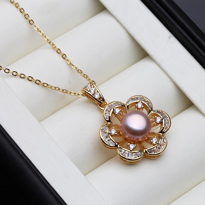 

New Black Natural 925 Silver Pearl Pendants Women,Freshwater Pearl Pendant Wife Mother Birthday Gift White Purple