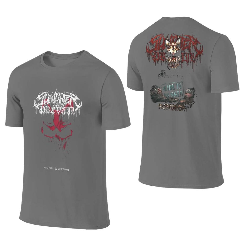 SLAUGHTER TO PREVAIL Band 100 Cotton TShirt for Men Beach Streetwear T Shirts O Neck Harajuku Tees Oversize Casual Clothing