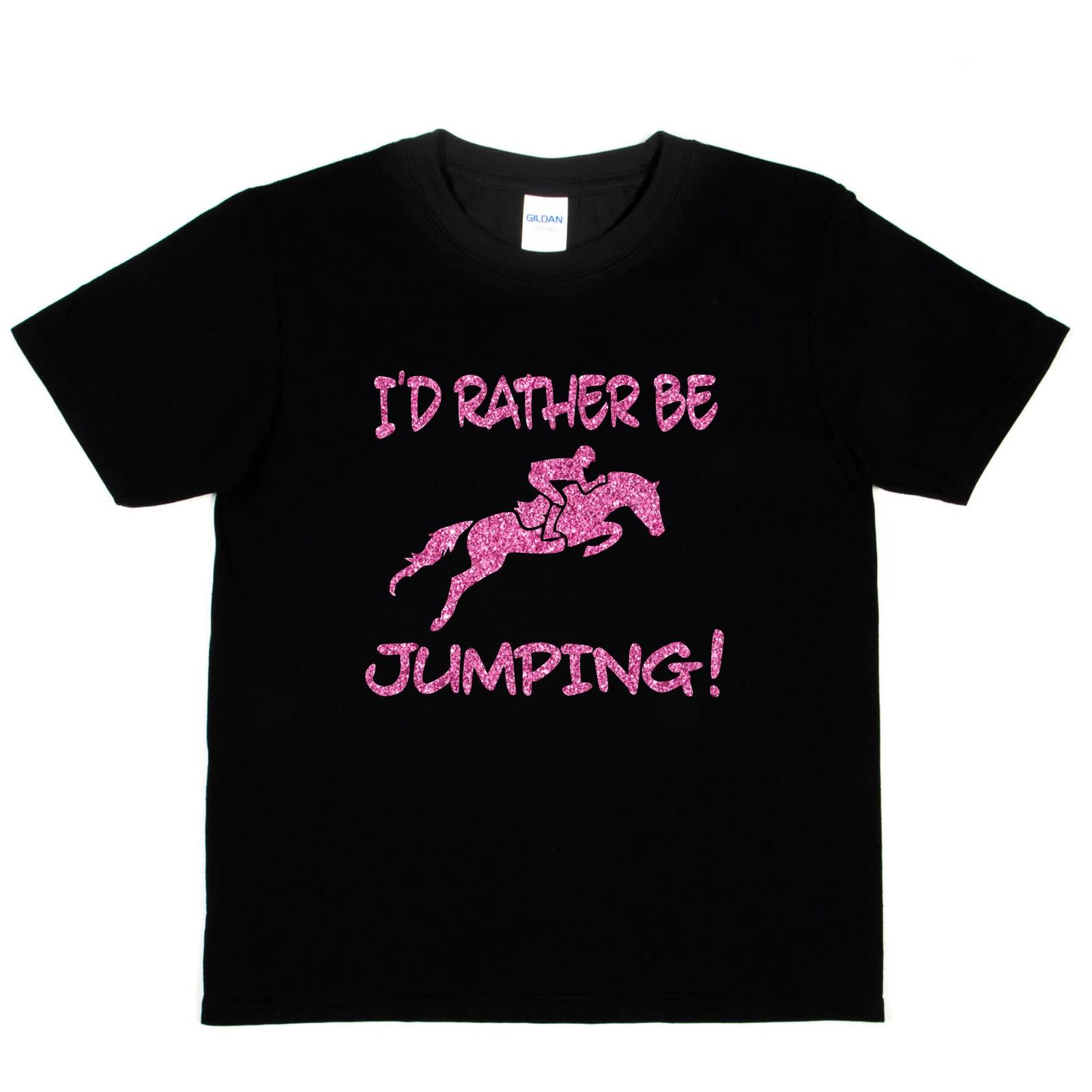 I d Rather Be jumping Horses Pony Riding Pony Birthday Girls Kids T shirt M