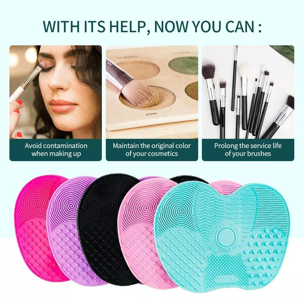 Scrubbing Pad Cosmetic Brush Cleaning Pad Silicone With Suction Cup Apple Cleaner Cleaning Scrubbing Pad Beauty Supplies