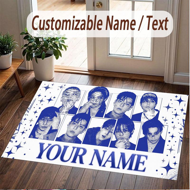Custom Name Crystal Velvet Rug,Stray Kids Comfortable Anti Slip Floor Mat For Room Decoration