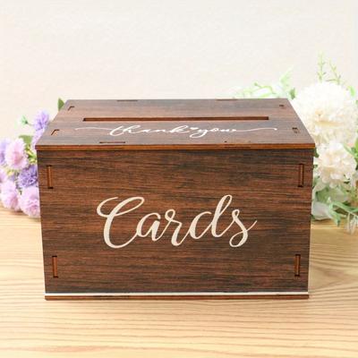 1Pc Rustic Wooden Wedding Card Box with Slot, Wedding Invitation Card Placement Box, Perfect for Reception, Gifts, and Money, Ideal for Baby Shower