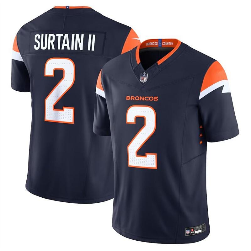NFL Denver Broncos 2 Surtain II Herren Kurzarm Football Trikot - Mehrere Größen