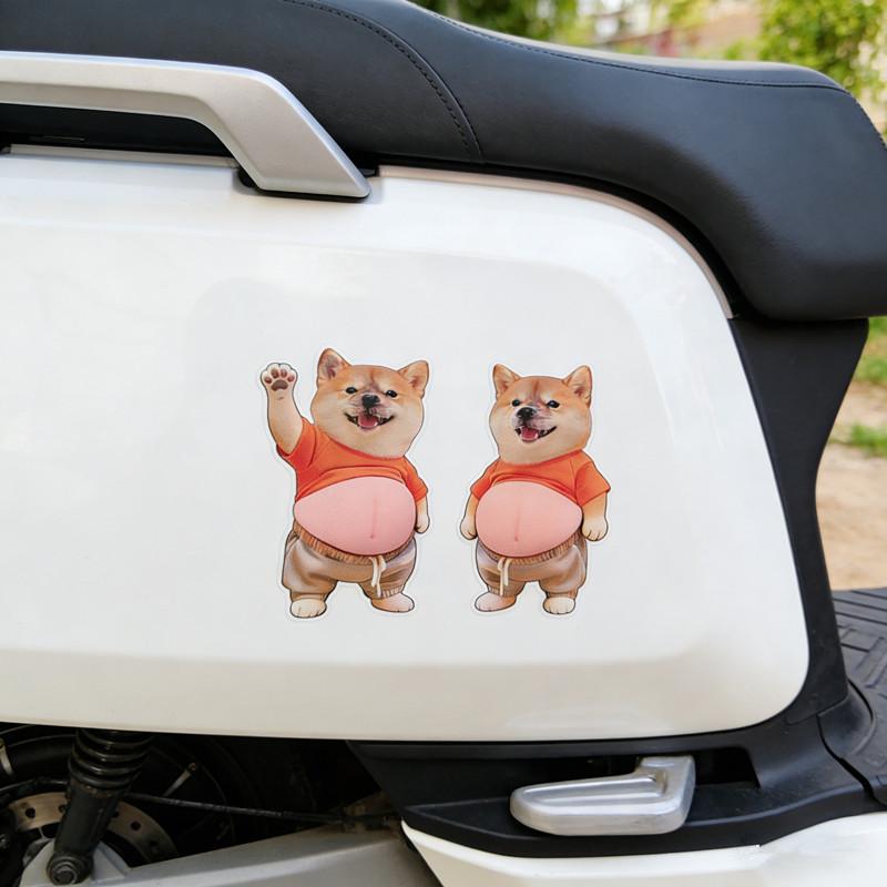 Pegatina Kawaii de Barriga de Perro 3D Lindo Gatito Con Ropa Naranja Silicona Suave Autoadhesiva Pegatina de Burbujas Para Decoración del Hogar Y Teléfono