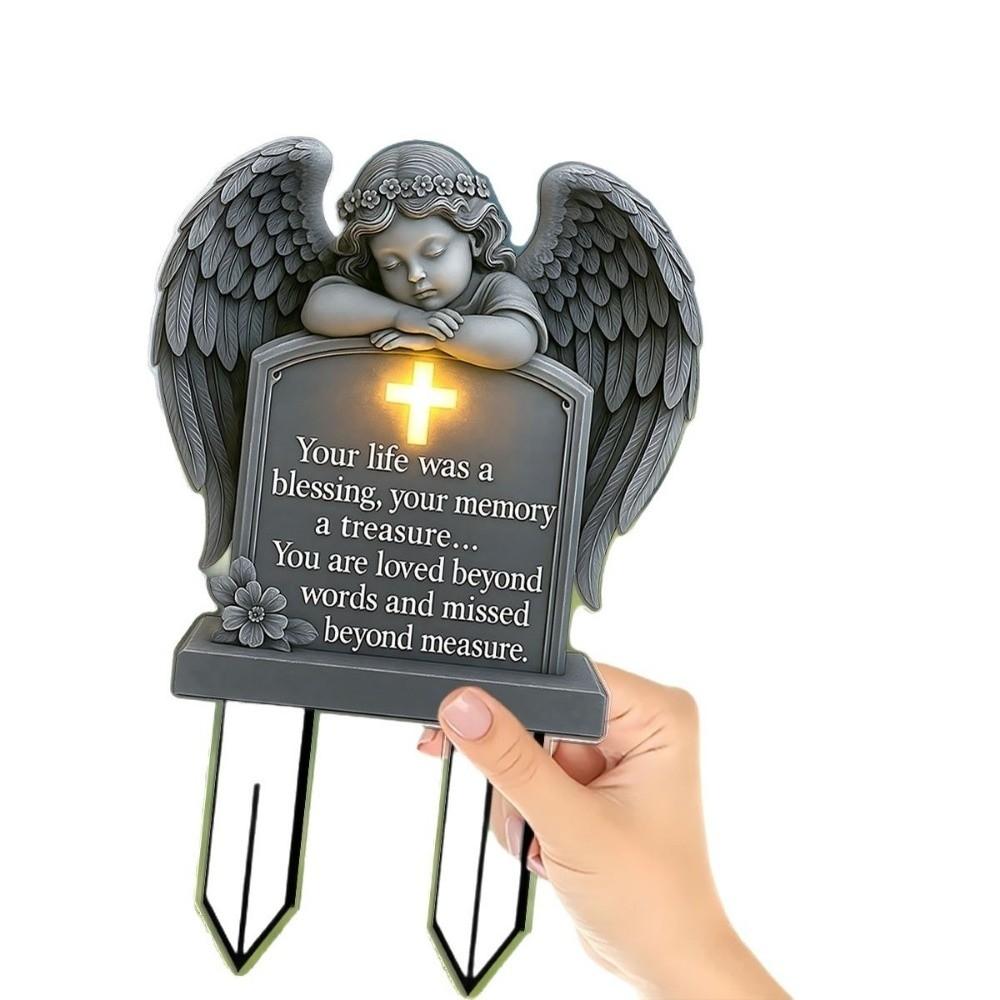 UV-Resistant Angel Garden Stake Angel Shaped Memorial Cherub Yard Sign Adding Solemn Atmospheres