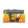 Gobricks MOC This Is Fine-Meme Vignette Bausteine Set Anime Cartoon Jagdhund Flammenstuhl Comic Tiere Kreativität Modellstein Geschenk