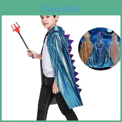 Halloween Dinosaur Costume Cape For Kids Dragon Dress Up Hooded Cloak Spiky Dinosaur Scales Design