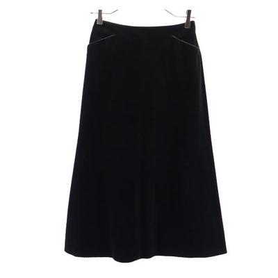 Sanyo Shokai Corduroy Long Skirt 36 Black Series Back Zip Women Used