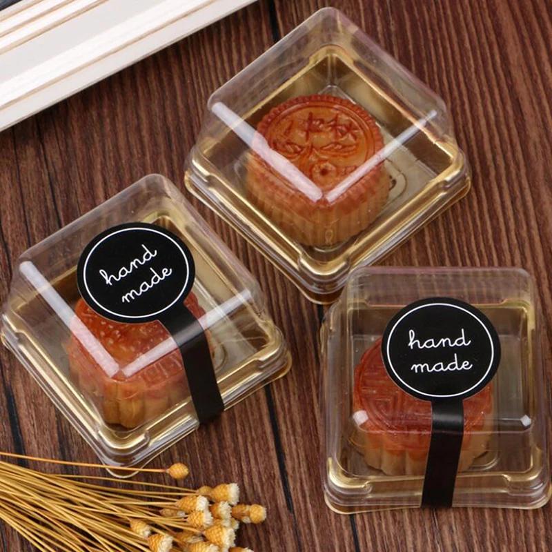 100Pcs Adhesive Long Style "HAND MADE" Black Handmade Cake Packaging Sealing Label Kraft Sticker Baking DIY Gift Stickers
