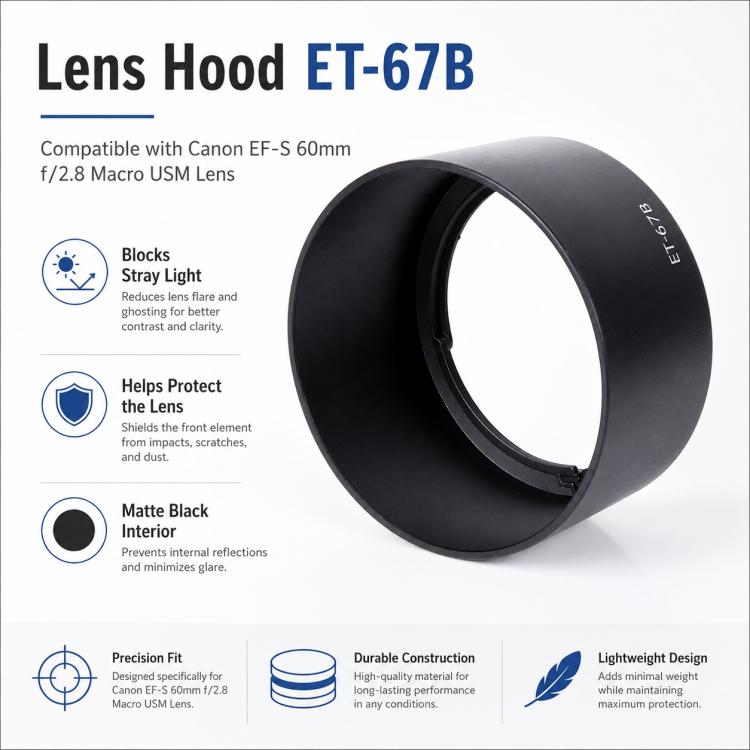 ET-67B Lens Hood Shade for Canon EF-S 60mm f/2.8 Marco USM Lens (Black)