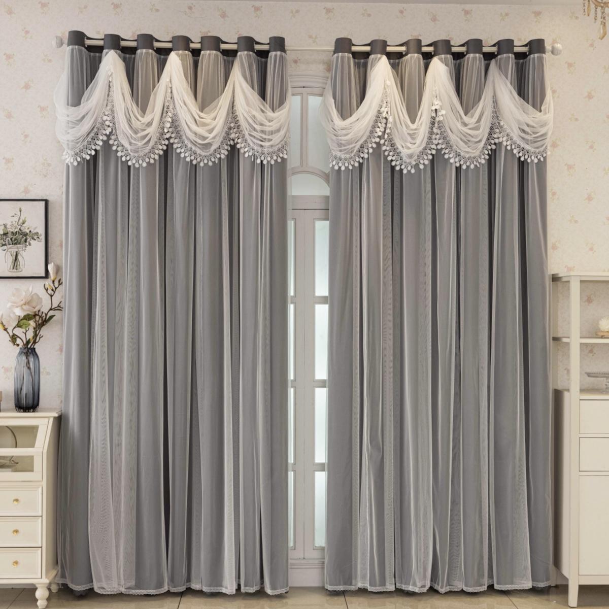 Moderne Minimalistische Verduisteringsgordijnen, 1 Stuk Golvend Patroon Gordijn Hoofdband, Volledig Lichtblokkerende Dubbellaagse Gordijnen voor Woonkamer W100xH200cm&Grommet Top