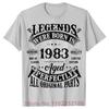 40. ročník Vintage legendy narozené v roce 1983 40 let staré trička grafické bavlna streetwear krátký rukáv dárky k narozeninám