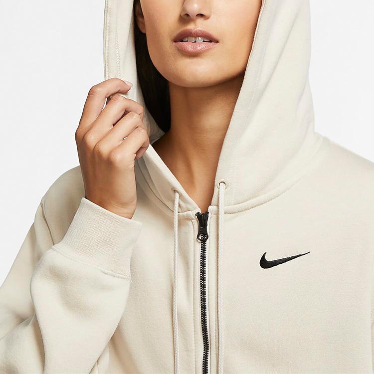 Nike Nsw Sportswear Long Sleeve Open Front Fleece Hoodie Women Outerwear Oatmeal CU7071-140