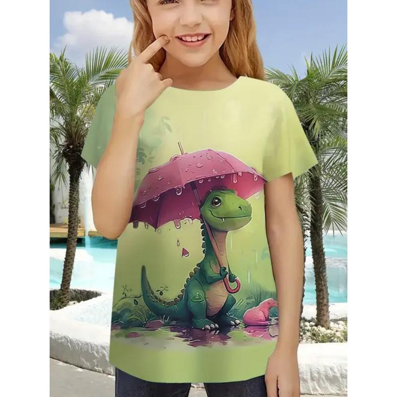 Χαριτωμένο Μοντέρνο Casual Ευέλικτο Υψηλής ποιότητας Μπλουζάκι κοντομάνικο με ζωικό μοτίβο Παιδικό Γυναικείο